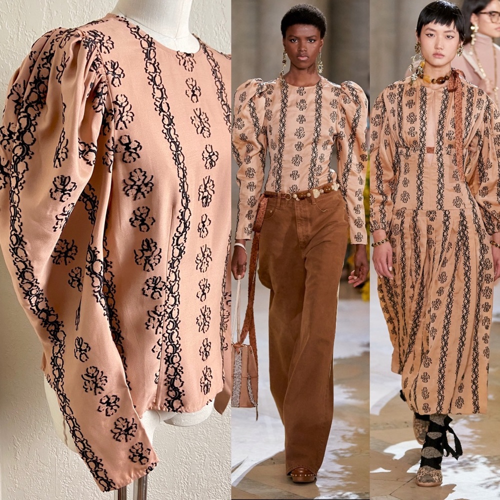 $595 Ulla Johnson Runway Layla Silk Blend Blouse